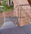 Ocelové schody s nerezovým zábradlím